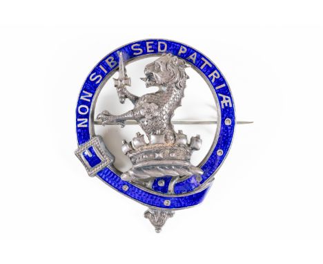 A SCOTTISH BLUE ENAMELLED CLAN BROOCH (2)The family crest with surrounding motto NON SIBI SED PATRIAE, by Drummond, Stirling,