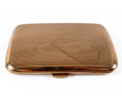 A 9CT GOLD CURVED RECTANGULAR CIGARETTE CASEInscribed within, the exterior engine turned, hallmark indistinct, gross weight 6
