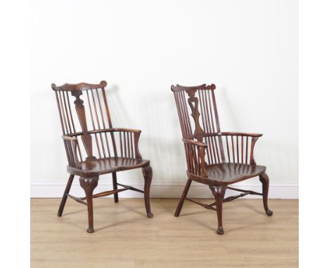 AN 18TH CENTURY AND LATER THAMES VALLEY COMB BACK YEW AND ELM WINDSOR CHAIR (2)With heart pierced splat back, 72cm wide; 107c
