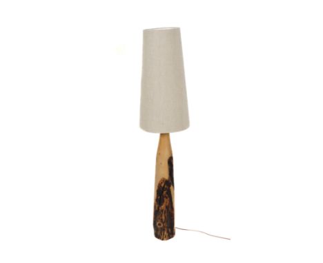 A BURNT WOOD TABLE LAMP20th Century
133cm high including shade