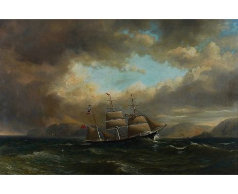 R*** G*** KELLY (BRITISH, 19TH CENTURY)A Three Master off the Mumbles
signed 'R. G. Kelly' (lower left) and dated '1886' (low
