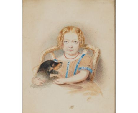 PROVINCIAL SCHOOL, 19TH CENTURY (2)Portrait of a girl with a dog
watercolour
20 x 14.5cm
together with Three girls with a dog