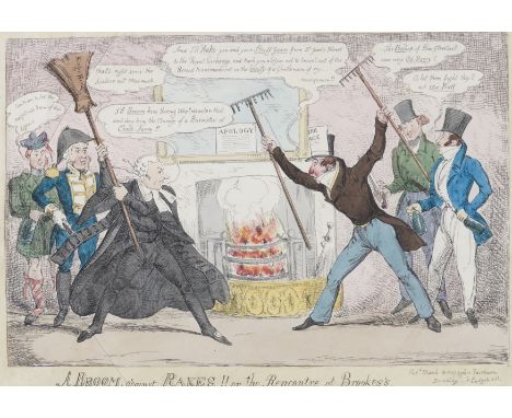 HENRY HEATH (BRITISH, FL. 1822-1842)A Broom against Rakes!! or the Rencontre at Brookes's
published by John Fairburn
etching 