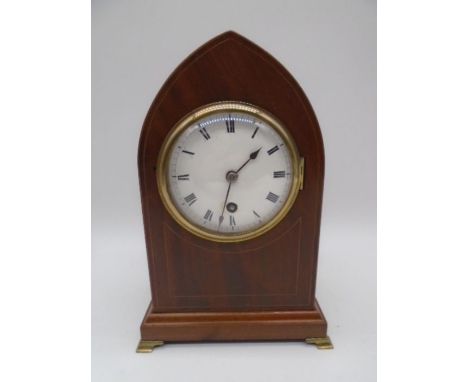 An Edwardian inlaid mantle clock