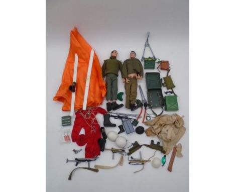 Two vintage Action Man figurines both marked to rear torso with "Made in England by Palitoy Under License From Hasbro © 1964"