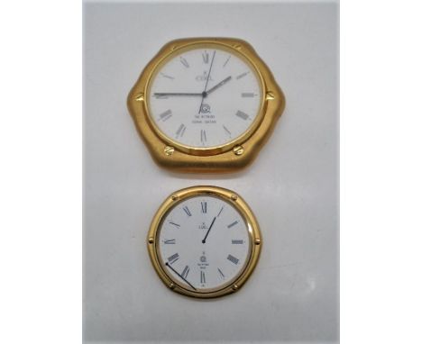 An Ebel Doha Qatar wall clock (width 17cm) plus an Ebel desk clock (width 11cm) A/F