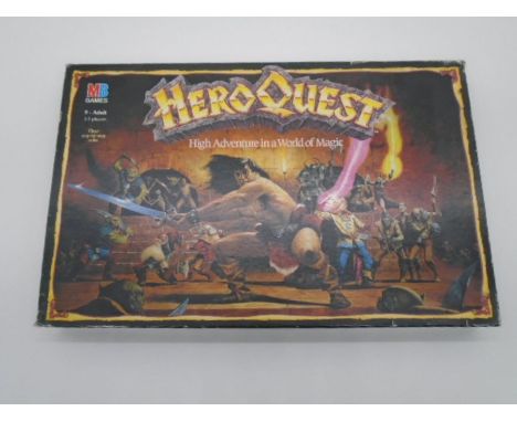 An original vintage MB Games "Hero Quest High Adventure in a World of Magic" fantasy tabletop adventure board game.