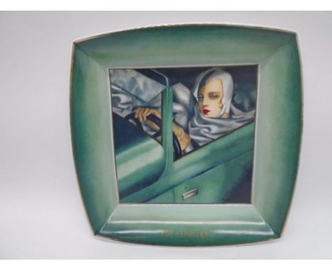 A Goebel Ltd edition square plate designed by Tamara De Lempicka  (Tamara in green Bugatti) number 380/2000, 28.25 width