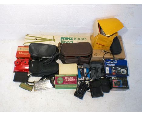 A quantity of cameras and equipment including Prinz, Kodak, Olympus, Sankyo, Sirius etc.