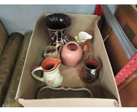 A birdbath plant pot and various large ceramic jugs and vases             