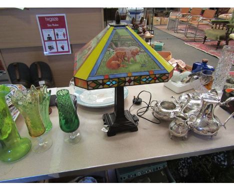 A table lamp with Labrador design shade, a/f       