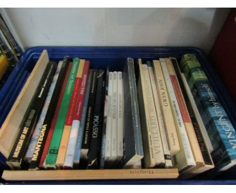 A box of assorted books, including Picasso, Van Gogh, Gauguin, Vuillard, Mantegna, Cezanne etc. From the collection of Nichol