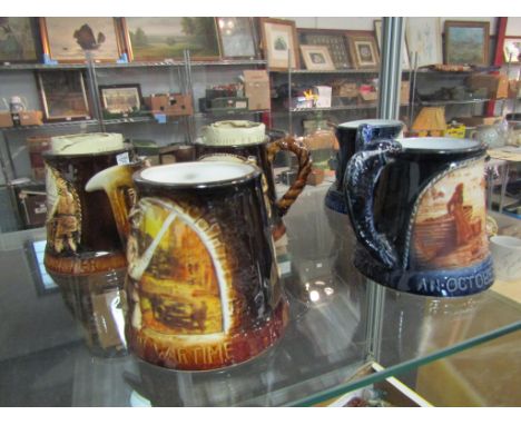Five ceramic tankards made by Great Yarmouth Potteries