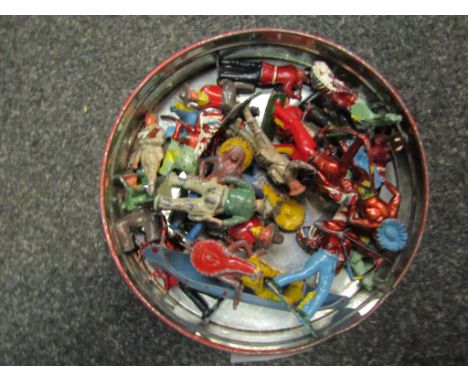 A quantity of painted lead cowboy and Indian figures and military, approx. 25