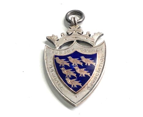 Silver &amp; enamel football fob 