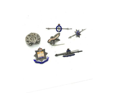 WW1 silver enamel regimental badges 