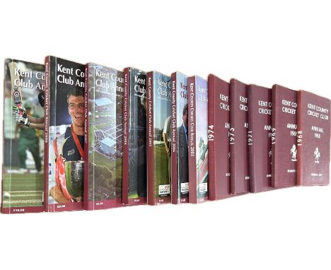 Selection vintage Kent County Cricket Club annuals to include years 1968,1969,1971,1973,1974, 2003-2009 