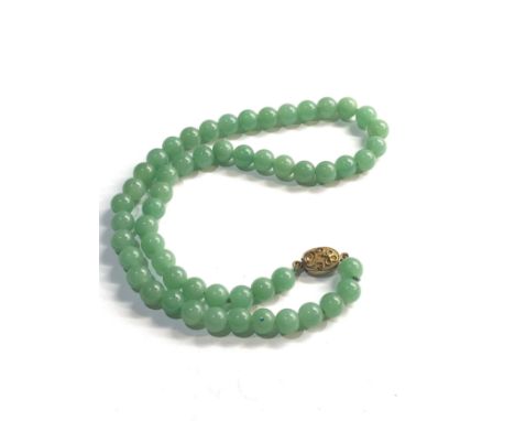 Chinese silver clasp jade necklace 