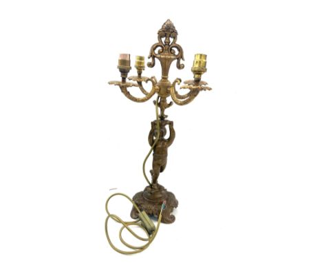 Antique 4 way candle stick lamp, needs re wiring 