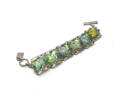 Vintage Gavilane Paris Statement Abstract Glass Panel Bracelet (116g) 