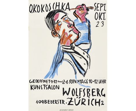 OSKAR KOKOSCHKA 1886-1980 Kunstsalon Wolfsberg Zu?rich 1923 Dru?ck Wolfsberg, Zu?rich. Litografia a colori. Velato su carta g