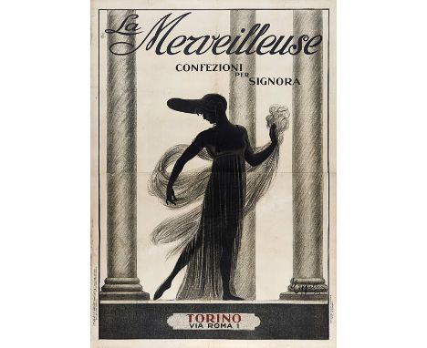  LEONETTO CAPPIELLO 1875-1942 La Merveilleuse 1923 Imp. Devambez, Paris-Torino. Litografia a colori. Telato, segni di pieghe 