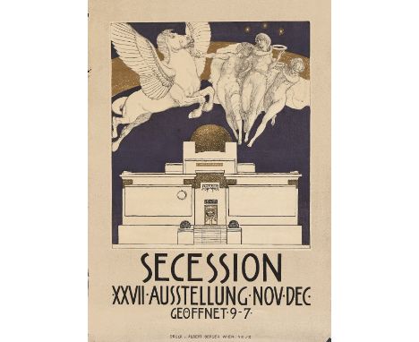  RUDOLF JETTMAR 1869-1939 Secession XXVII Ausstellung 1906 Druck V. Albert Berger, Wien. Litografia a colori. Leggere tracce 