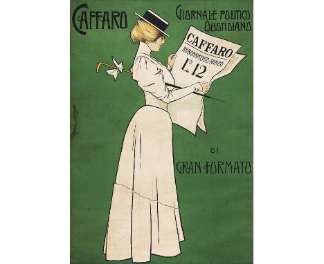 ALEARDO VILLA 1865-1906 Caffaro 1900 ca. Senza indicazione dello stampatore. Litografia a colori. Telato, restauri lungo i ma