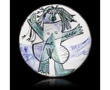  PABLO PICASSO 1881-1973 Femme échevelée Piatto tondo in terracotta parzialmente smaltata, ideato il 20 agosto 1963 e realizz