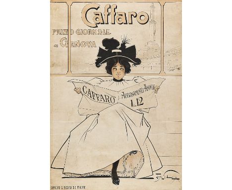 ALEARDO VILLA 1865-1906 Caffaro 1900 ca. G. Ricordi, Milano. Litografia a colori. Telato, piccole mancanze restaurate lungo i