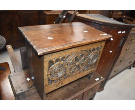A period oak coffer/storage box of small proportions, width approx. 54cm