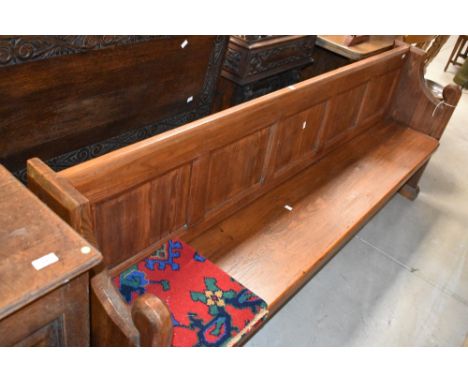 A pitch pine pew, approx. 210cm