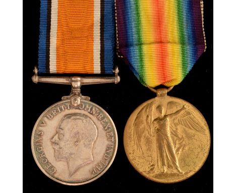 Pair of First World War medals, awarded to 200860 Acting Sergeant R.M. Law, Northumberland Fusiliers, comprising: War and Vic