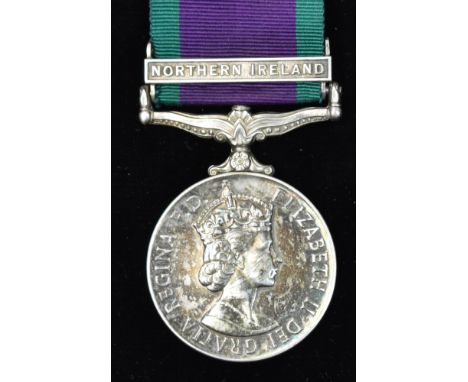 Elizabeth II Campaign Service medal, awarded to 24131372 Air Trooper R.G. Church, Army Air Corps, with Northern Ireland clasp