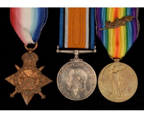 First World War trio medal group, awarded to 20123 Private I. Dixon, Durham Light Infantry, comprising: 1914-15 star, War med