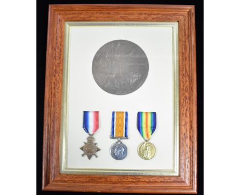 First World War General Service medals, awarded to 63221 Gunner George Carter, Royal Artillery, with Memorial Plaque, mounted