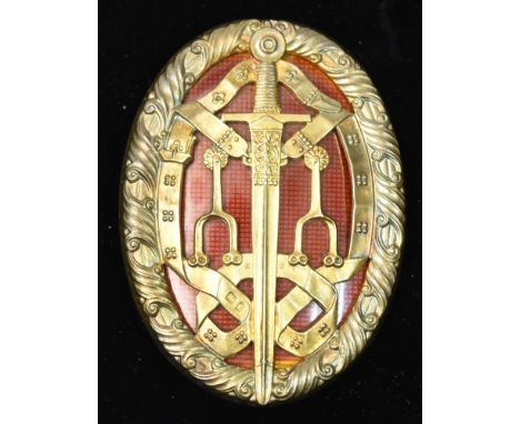 The Knight Bachelor's Badge, silver gilt and enamel, by RJ, London 1926, in fitted box.