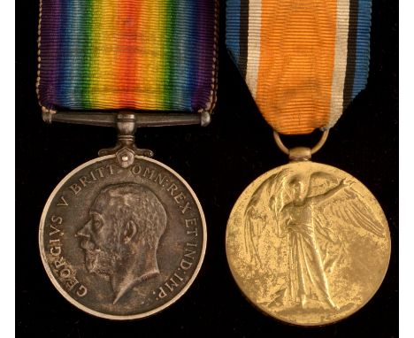 Pair of First World War General Service medals, awarded to 75395 Gunner F,. Adams, Royal Artillery, comprising: War and Victo