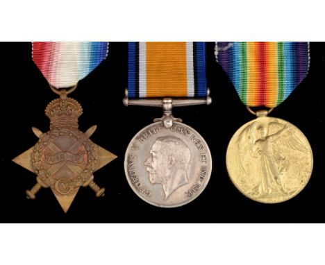 First World War trio medal group, awarded to 5299 Private M. McAree, Army Cyclist Corps, comprising: 1914-15 star, War medal 