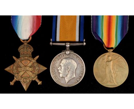 First World War trio medal group, awarded to 7-12077 Private G. Bailey, Royal Lancaster Regiment, comprising: 1914-15 star, W