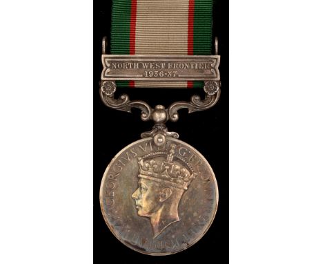 George VI India General Service medal, awarded to 4388660 Private O. Wilkinson, Green Howards, with North West Frontier 1936-