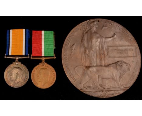 First World War Mercantile Marine pair and commemorative plaque, awarded to George Henry Dumble, comprise: War medal, Mercant
