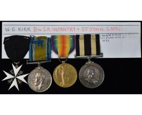 First World War and St John Ambulance medal group, awarded to Private/Senior Orderly W.G. Kirk, 8th Battalion South Africa In