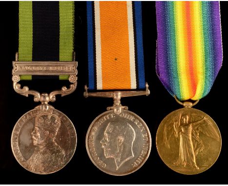 George V General Service medals, awarded to 3718377 (16208) Private W.J. Edwards, Dorset Regiment, comprising: First World Wa