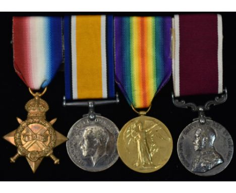 Group of First World War medals, awarded to 33446 Corporal and later Sergeant A.M. Maybourne, Royal (Garrison) Artillery, com