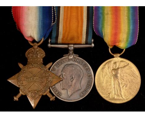 First World War General Service trio, awarded to 7-2376 Private P.W. Sollas, Durham Light Infantry, comprising 1914-15 star, 