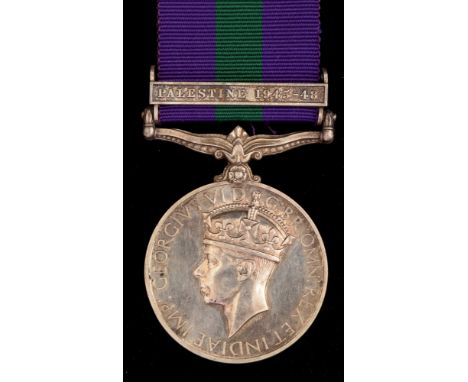 George IV General Service medal, awarded to T14111049 Driver G. Bulmer, Royal Army Service Corps, with Palestine 1945-48 clas