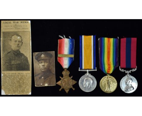A First World War Distinguished Conduct medal group, awarded to 4093 Private John Grundy, Royal Army Medical Corps, comprisin