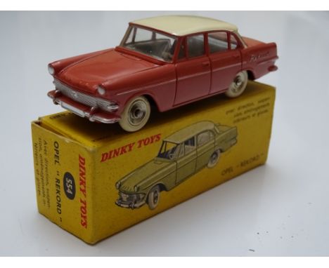 DINKY: A French DINKY 554 Opel Rekord in cerise / cream - VG in G box