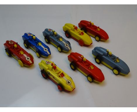 VINTAGE TOYS: A group of unboxed TRI-ANG TRIK TRAK cars as lotted - various conditions - F/G (8)